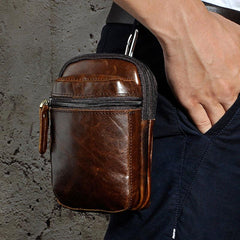 Mens Small Leather Belt Pouch Holster Belt Case Cell Phone Waist Pouch for Men - imessengerbags