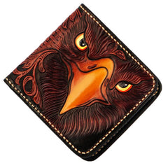 Handmade Leather Eagle Tooled Mens billfold Wallet Cool Leather Wallet Slim Wallet for Men - imessengerbags