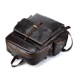 Oil Waxed Leather Mens 13inch Laptop Backpack School Backpack Travel Backpack for Men - imessengerbags
