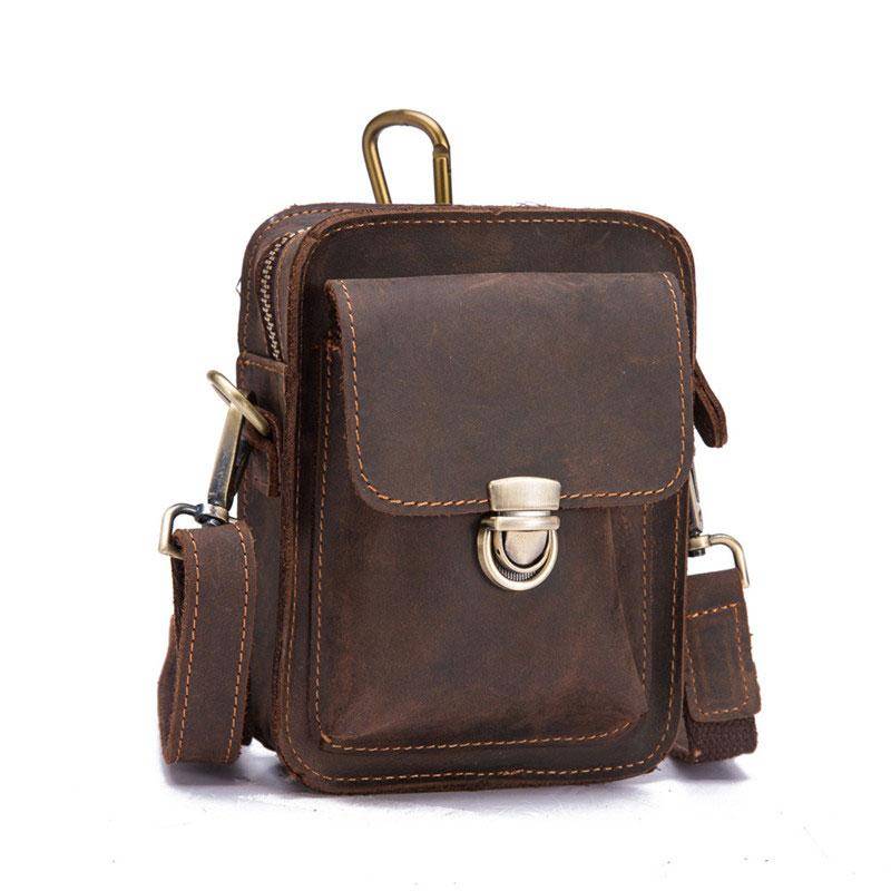 Simple Retro Leather Mens Tablet Messenger Bag Small Side Bag Messenger Bag For Men