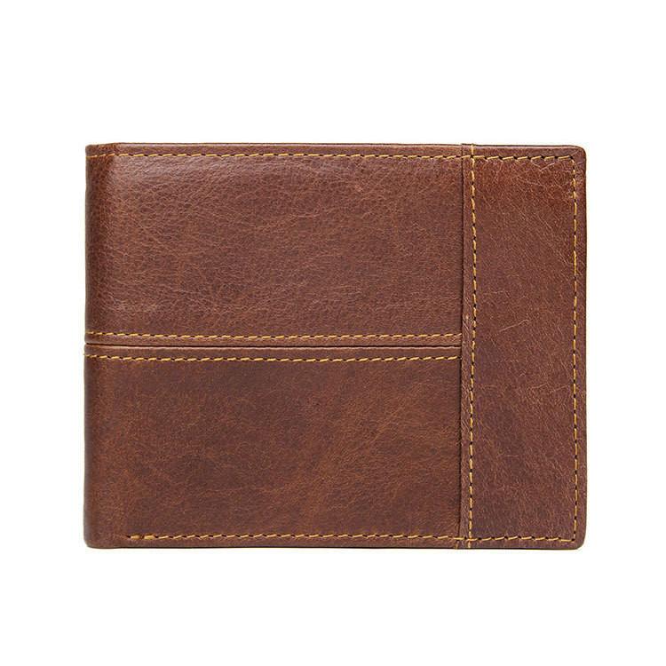Cool Leather Brown Men's Business Zipper billfold Small Wallet Black Bifold Wallet Card Wallet For Men - imessengerbags