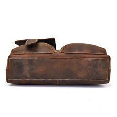 Brown Leather Mens Vintage Work Bag Handbag Briefcase Shoulder Bags Business Bags For Men - imessengerbags