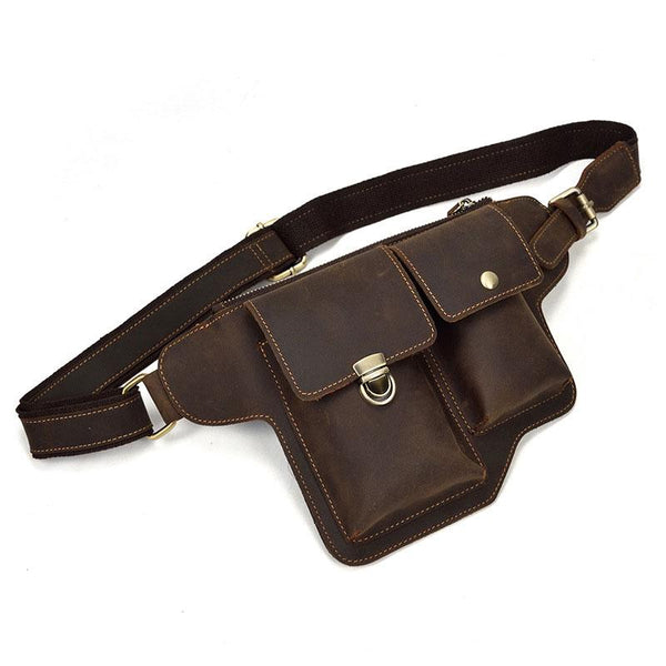 TRENDY LEATHER MENS FANNY PACK FOR MEN BUMBAG Vintage WAIST BAG for Men - imessengerbags