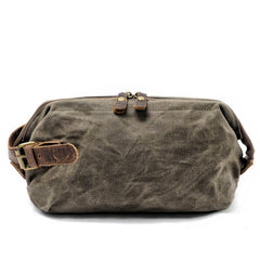Cool Waxed Canvas Leather Mens Black Clutch Bag Handbag Phone Bag Wash Bag For Men - imessengerbags