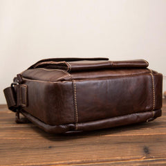 Cool Brown Leather Men's Small Vertical Messenger Bag Brown Small Side Bag For Men - imessengerbags