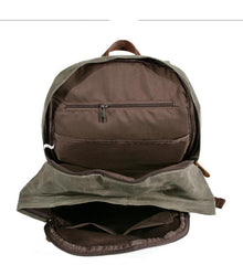 Waxed Canvas Mens Large College 14'' Computer Black Backpack Travel Backpack for Men - imessengerbags