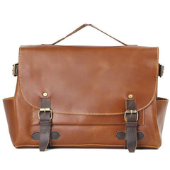Vintage Dark Brown Leather Mens 14 inches Briefcase Black Work Briefcase Handbag For Men