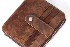 Cool Leather Small Slim Zipper Wallet billfold Wallet Card Wallets For Men - imessengerbags