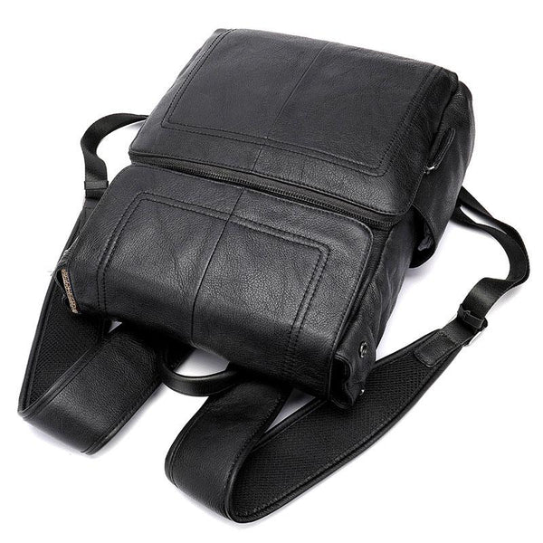 Cool Leather Mens Black Backpack for School Backpacks Travel Backpacks For Men - imessengerbags