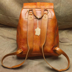 Vintage Lambskin Brown Leather Men's 14'' Laptop Backpack Black Satchel Backpack For Men - imessengerbags