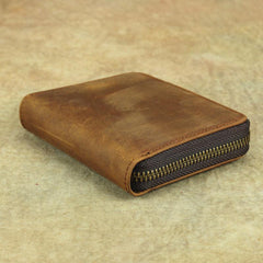Vintage Bifold Leather Men's Zipper Small Wallet billfold Zipper Wallet For Men - imessengerbags