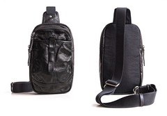 Genuine Leather Mens Cool Chest Bag Sling Bag Crossbody Bag Travel Bag Hiking Bag for men - imessengerbags