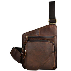Leather Mens Chest Bag Sling Bag Sling Shoulder Bag Sling Backpacksfor men - imessengerbags