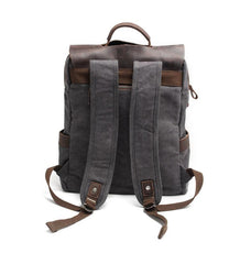 Cool Canvas Leather Mens 15'' College Gray Computer Backpack Travel Backpack for Men - imessengerbags