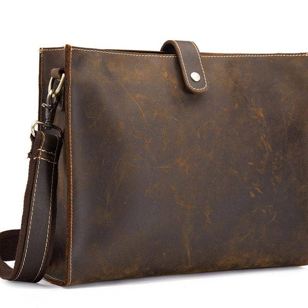 Cool Vintage Brown Leather Mens Messenger Bag Side Bag Work Bag Shoulder Bag for Men