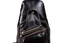 Leather Cool Chest Bag Sling Bag Sling Crossbody Bag Sling Travel Bag Hiking Bag For Mens - imessengerbags