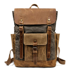 Cool Waxed Canvas Mens Womens Waterproof Large Travel Backpack 15'' Computer Hiking Backpack for Men - imessengerbags