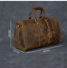 Retro Brown Leather Men's Business Overnight Bag Large Travel Bag Duffel Bag Weekender Bag For Men