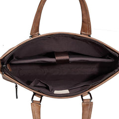 Brown Leather Men 13 inches Vintage Briefcase Handbag Gray Brown Laptop Handbag Side Bag For Men