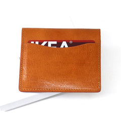 Cool Leather Mens Slim Card Wallet Front Pocket Wallets Small Change Wallet for Men