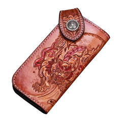 Handmade Leather Kylin Mens Chain Biker Wallet Cool Leather Wallet With Chain Wallets for Men - imessengerbags