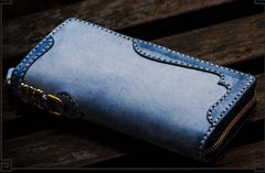 Handmade Leather Mens Chain Biker Wallet Cool Leather Wallet Long Clutch Wallets for Men - imessengerbags