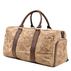 Waxed Canvas Leather Mens Large Travel Weekender Bag Waterproof Duffle bag for Men