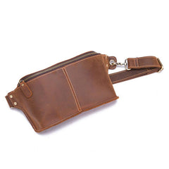 Cool Brown LEATHER MENS FANNY PACK FOR MEN BUMBAG WAIST BAGS - imessengerbags