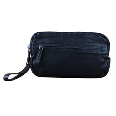 Handmade Genuine Leather Mens Cool Long Leather Wallet Zipper Clutch Wristlet Wallet for Men - imessengerbags