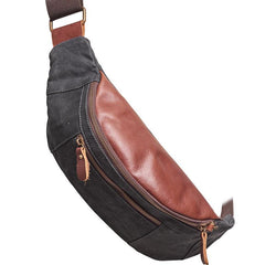 Canvas Leather Mens Fanny Pack Canvas Waist Bag Small Canvas Chest Bag for Men