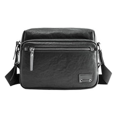 Black Cool Leather Mens 10 inches Courier Bag Postman Bag Black Messenger Bags Side Bag for Men