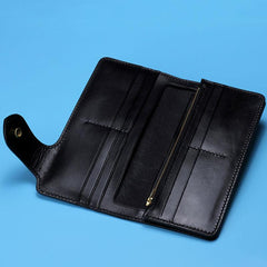 Handmade Leather Quan yin Buddha Mens Chain Biker Wallet Cool Leather Wallet With Chain Wallets for Men - imessengerbags