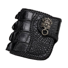Handmade Leather Small Tooled Mens billfold Wallet Cool Chain Wallet Biker Wallet for Men - imessengerbags