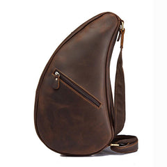 Cool Vintage Brown Leather Chest Bag Sling Bag Sling Crossbody Bag For Men - imessengerbags