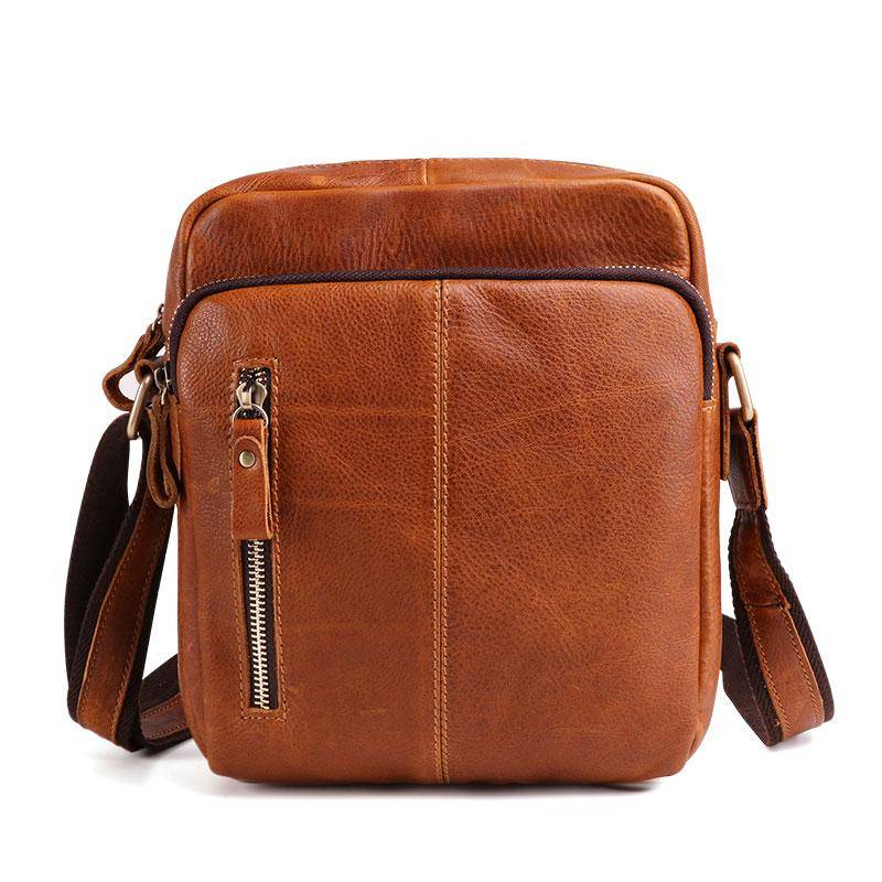 Cool Brown Leather Mini Messenger Bags Small Tablet Messenger Bag Side Bag For Men - imessengerbags