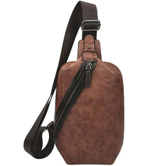Vintage Brown LEATHER MENS One Shoulder Backpack Fashion Chest Bag Retro Brown Sling Bag For Men - imessengerbags
