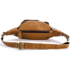 Cool Leather Brown Men's Fanny Pack Black Waist Bag Hip Pack For Men