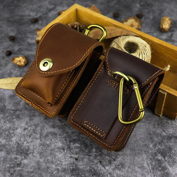 Brown Leather Cigarette Bag Holster Waist Pouches Dark Brown Belt Pouch Belt Bag For Men