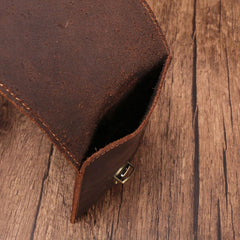 Cool Dark Brown Leather Mens Belt Pouch Mini Waist Bag Belt Bags For Men