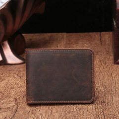 Simple Vintage Mens Leather Small Wallet Bifold billfold Wallet for Men - imessengerbags