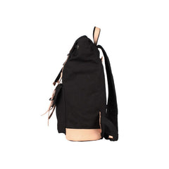 Black Fashion Canvas Leather Mens Laptop Backpack Navy Blue College Backpack Travel Backpack for Men - imessengerbags