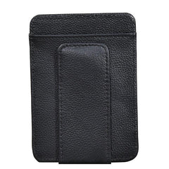 Black Leather Mens Front Pocket Wallet billfold Card Wallet Money Clip For Men - imessengerbags
