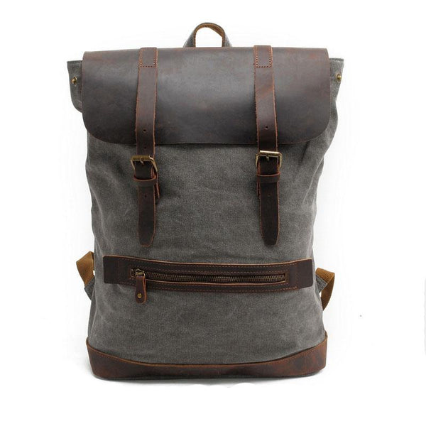 Cool Canvas Leather Mens School Backpack Laptop Backpack Canvas Travel Backpack Canvas for Men - imessengerbags