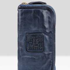 Handmade Leather Mens Cool Long Leather Wallet Zipper Clutch Wallet for Men - imessengerbags