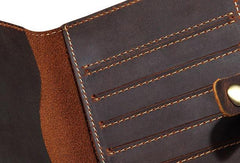 Handmade Mens Leather Small Slim Passport Wallet Vintage Bifold Long Wallet For Men - imessengerbags