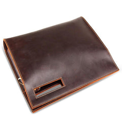 Dark Brown and Brown MENS LEATHER SLIM CLUTCH ENVELOPE BAG CLUTCH BAG FOR MEN
