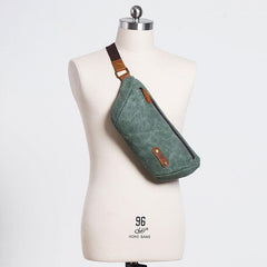 Gray Cool Canvas Mens Sling Bag Chest Bag One Shoulder Packs for men