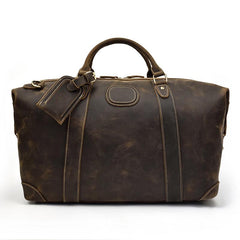 Casual Brown Leather Men Handbag Overnight Bags Travel Bags Weekender Bags For Men