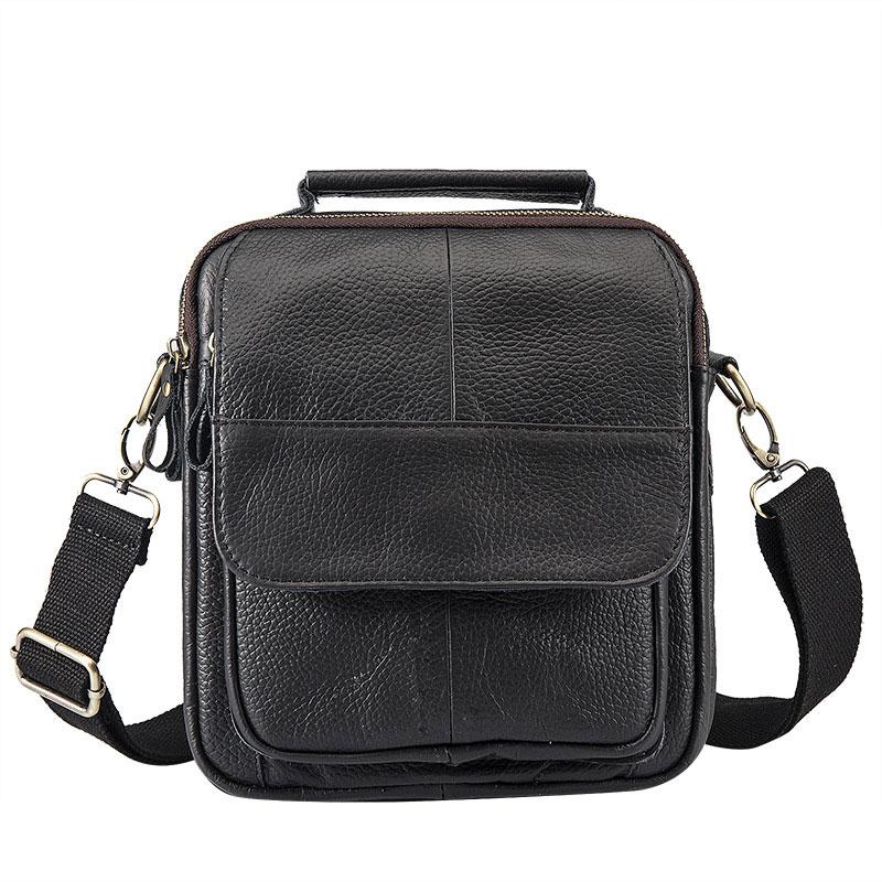 Cool Coffee Small Leather Mens Side Bag Messenger Bag Shoulder Bag for Men