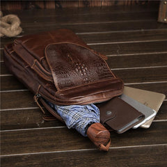 Cool Brown Leather Men's Sling Bag One Shoulder Backpack Black Sling Crossbody Pack For Men - imessengerbags